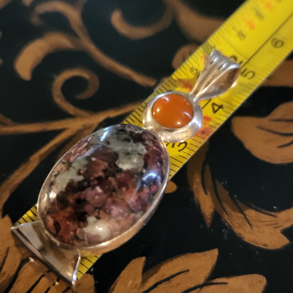 Rubelite & Carnelian Silver pendant - Picture 4 of 10